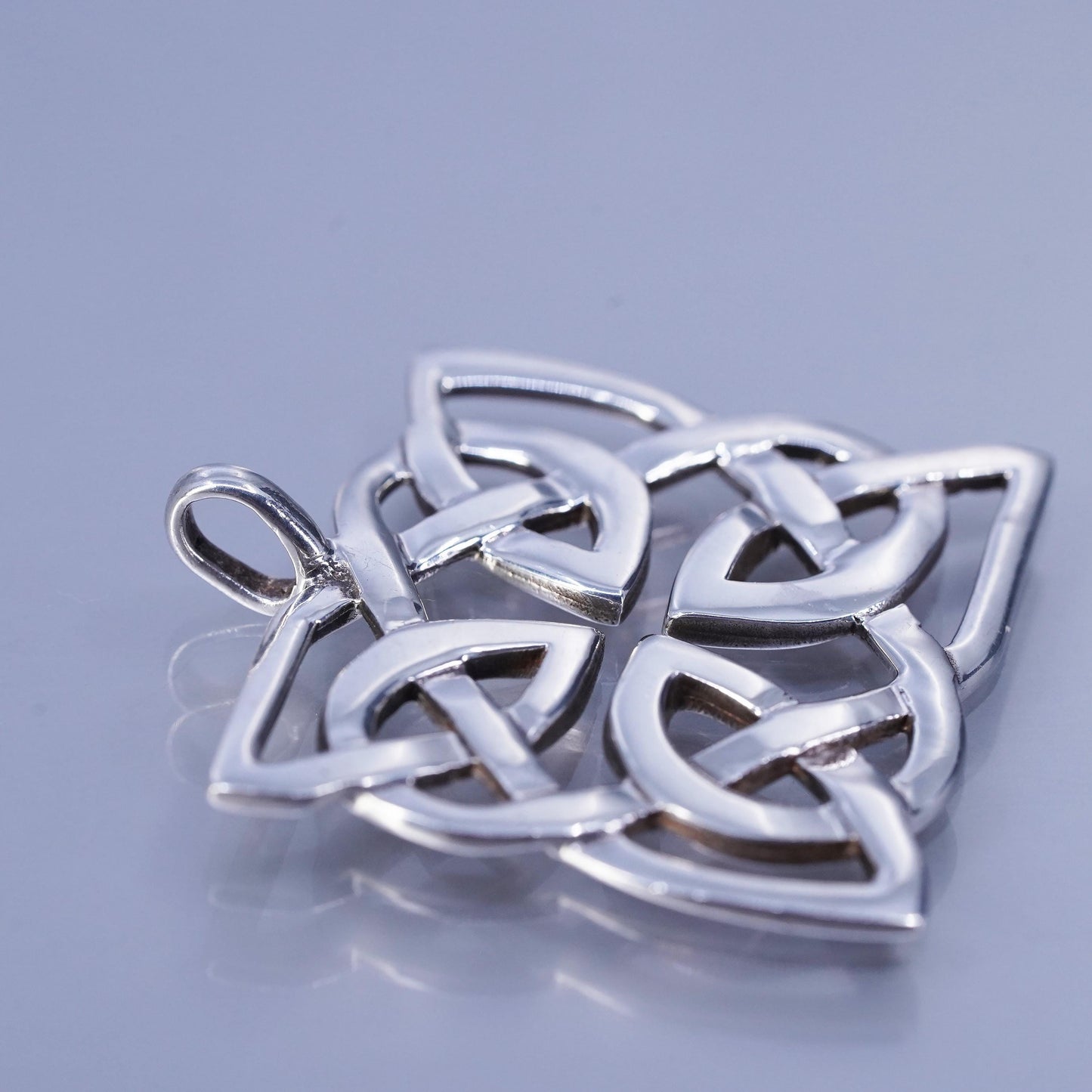 Vintage sterling 925 silver handmade Irish Celtic knot square pendant