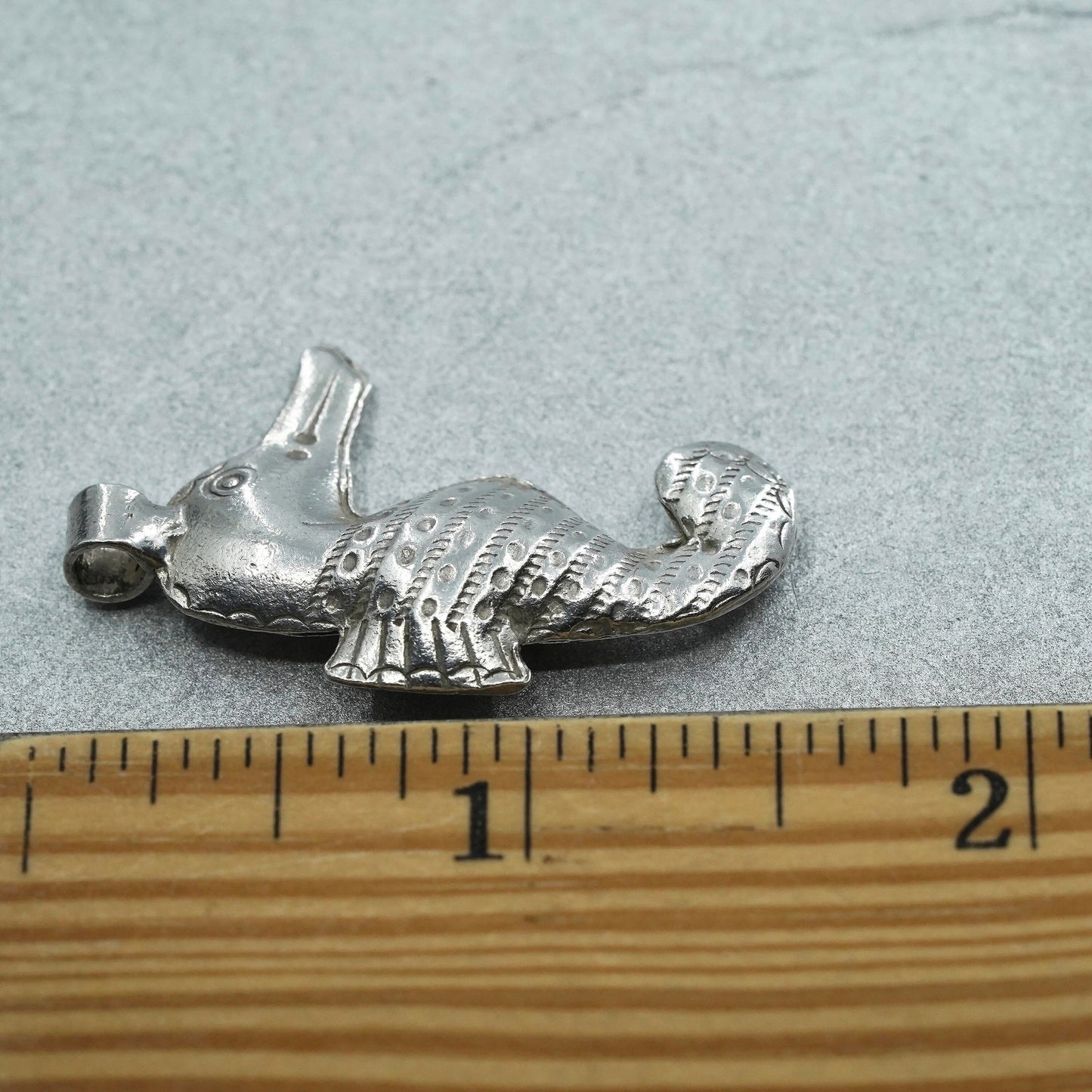 Vintage Sterling 925 silver handmade textured 925 seahorse pendant