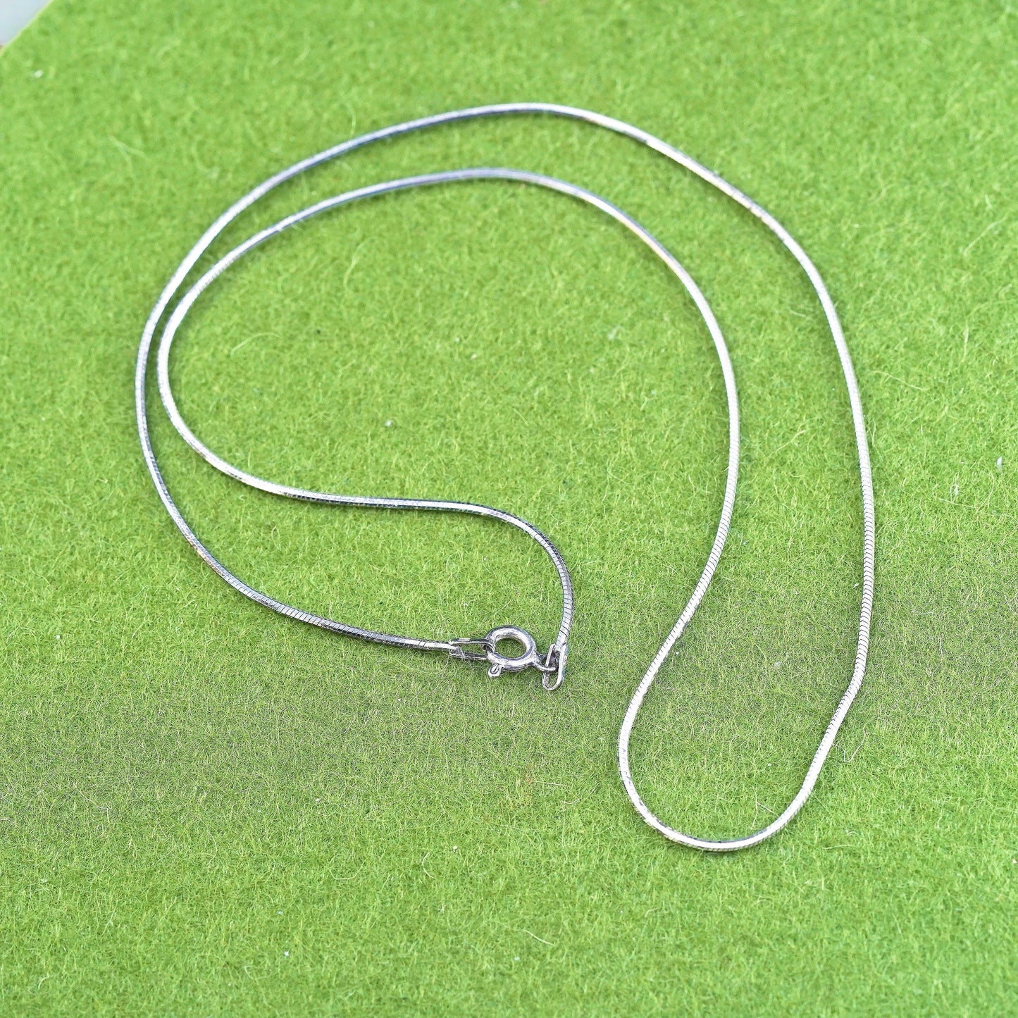 18”, 1mm, Vintage sterling silver square snake chain, Italy 925 necklace