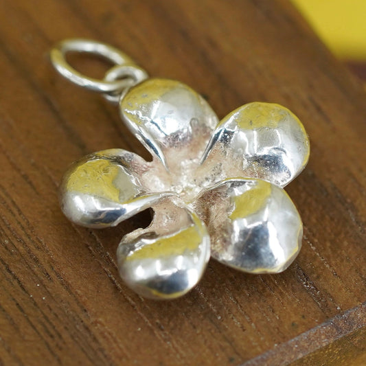 Vintage Sterling 925 silver handmade plumeria flower pendant