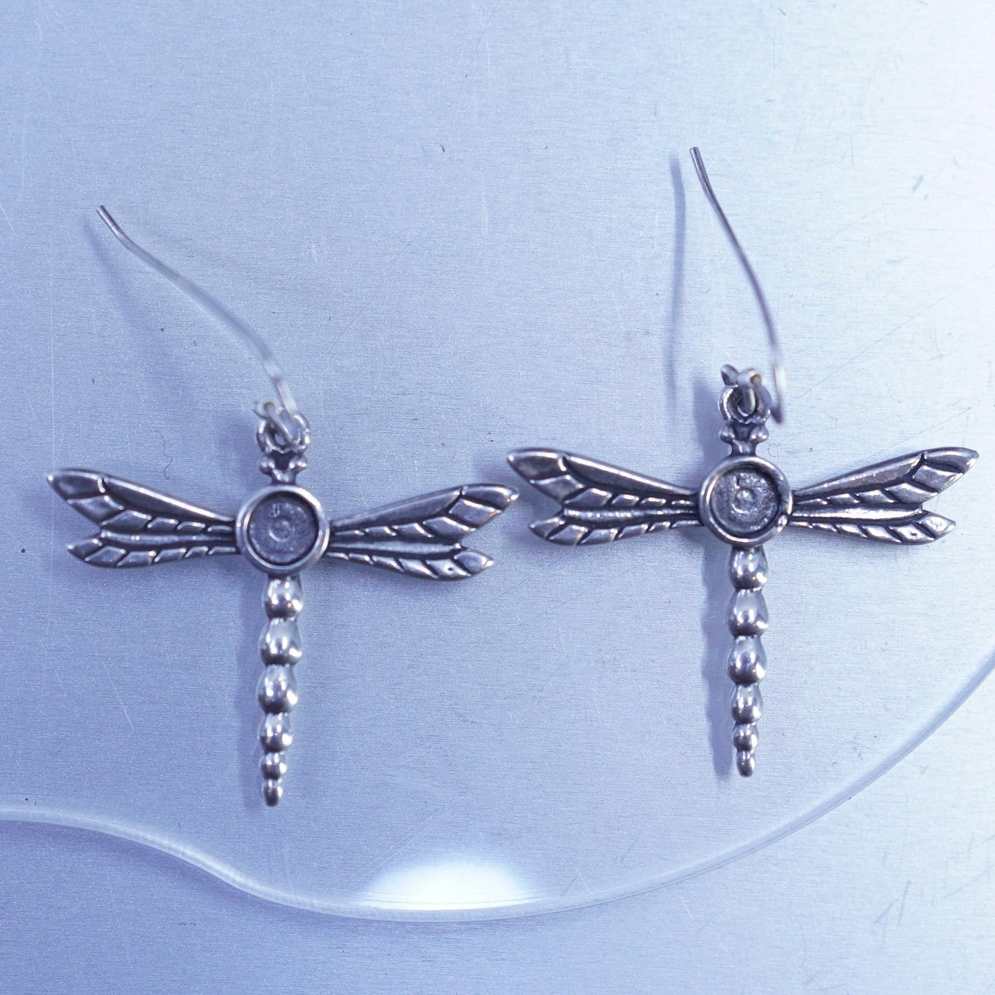 Vintage Sterling 925 silver handmade dragonfly earrings