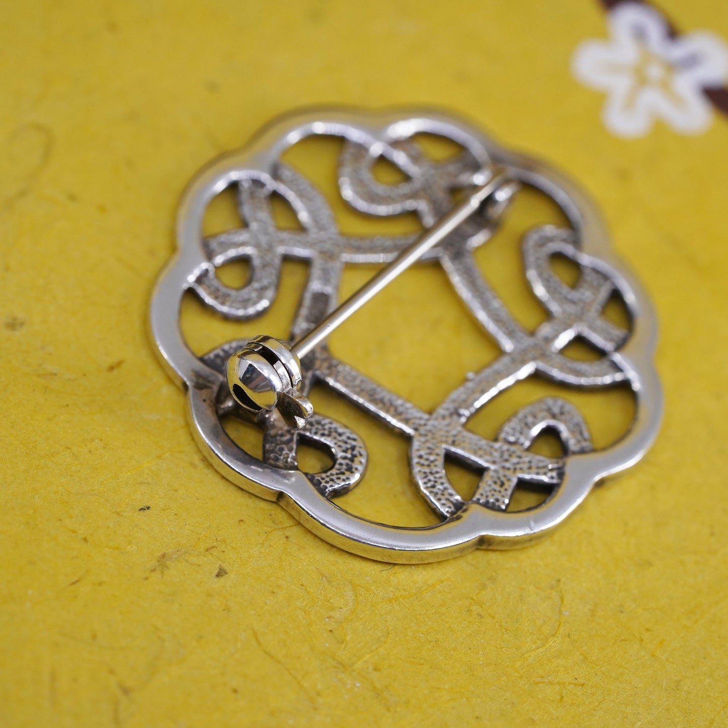 Vintage handmade sterling 925 silver Irish celtic knot brooch