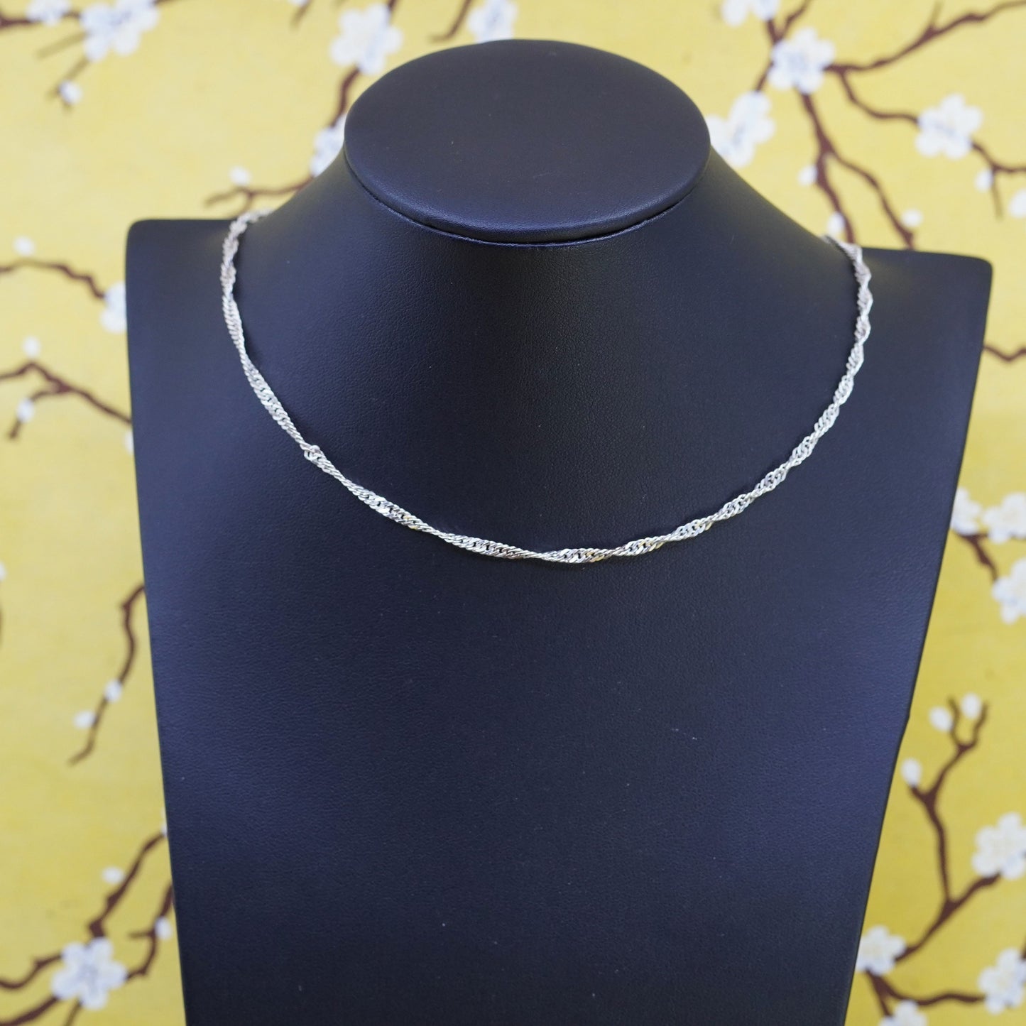 20” 3mm, vintage Sterling silver necklace, 925 twisted curb chain