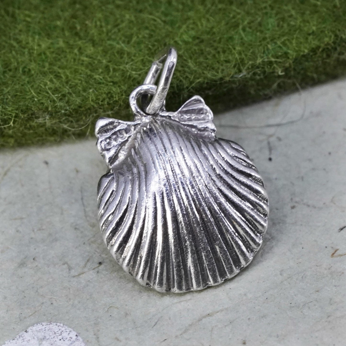 Vintage sterling silver handmade shell pendant, 925 charm