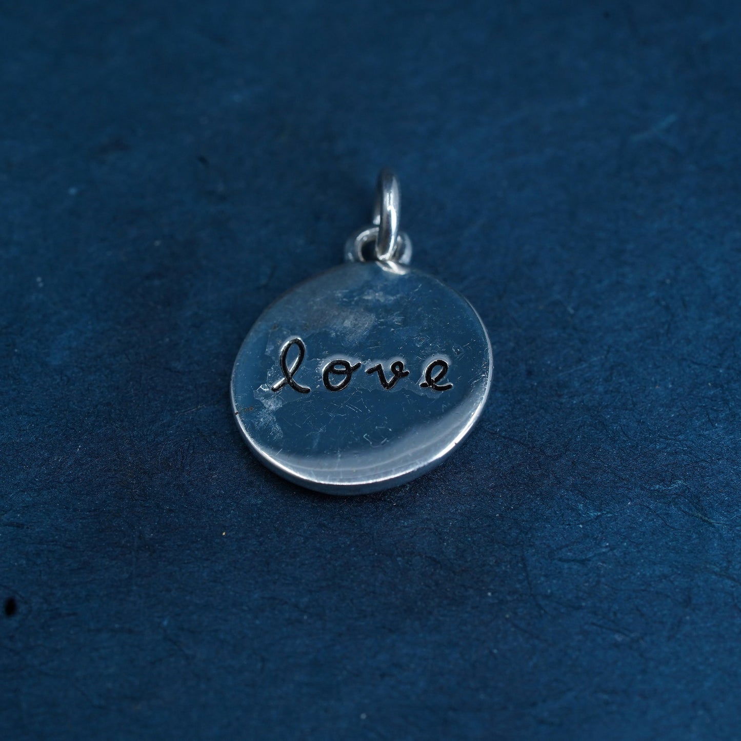 Vintage sterling silver pendant, 925 charm with “love you to the moon and back