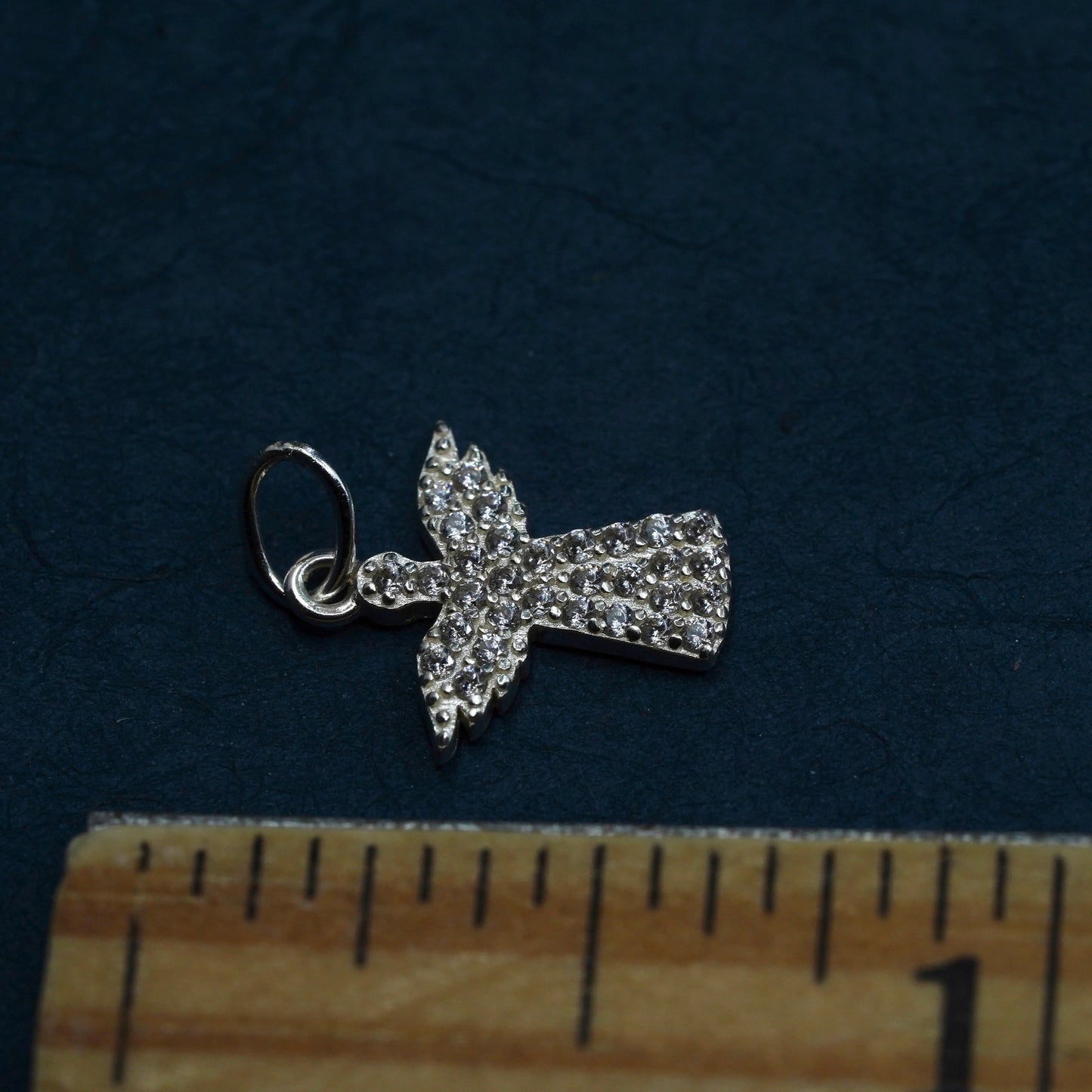 Vintage sterling silver handmade pendant, 925 cluster cz charm