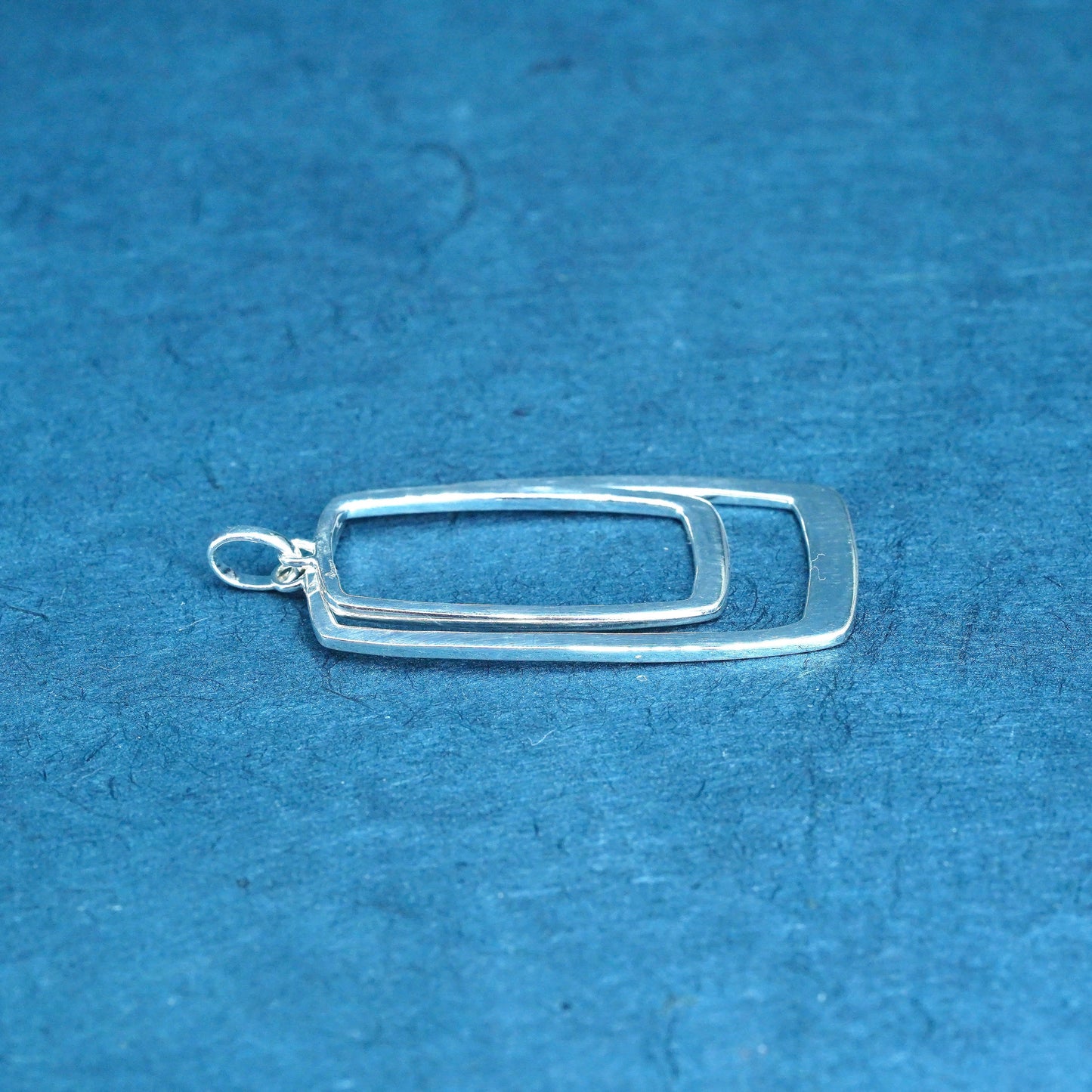 vintage Sterling silver handmade pendant, 925 double rectangular pendant