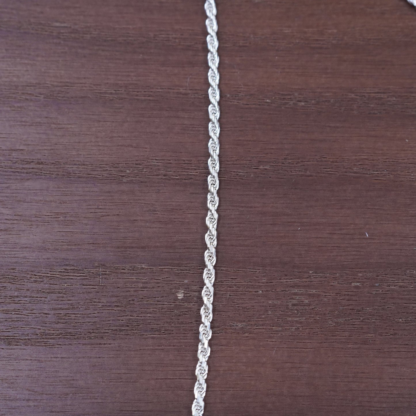 16”, 2mm, vintage Sterling silver necklace, 925 diamond cut rope chain