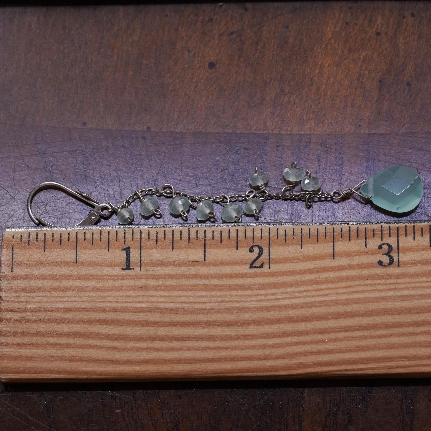 Vintage Sterling 925 silver handmade earrings with teardrop Chalcedony