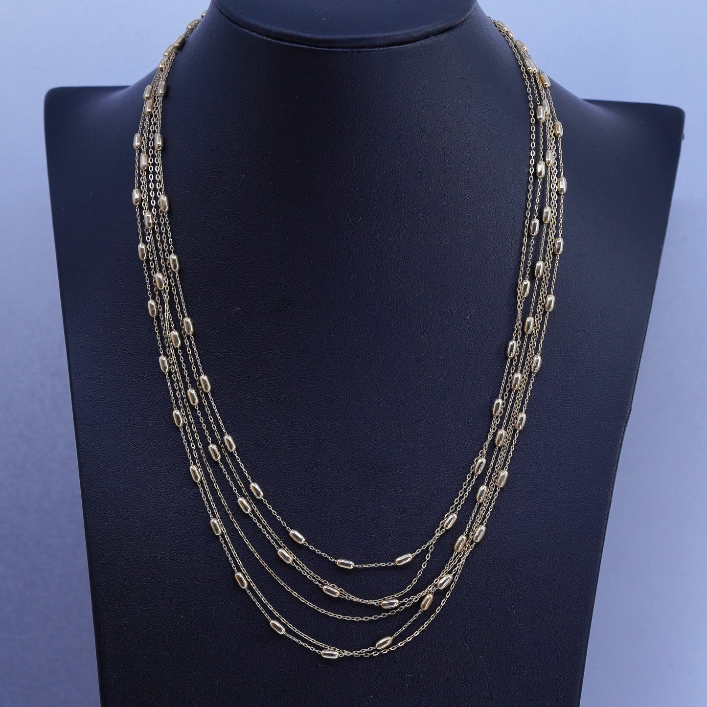 18”, Italian vermeil gold Sterling 925 silver circle oval beads, necklace