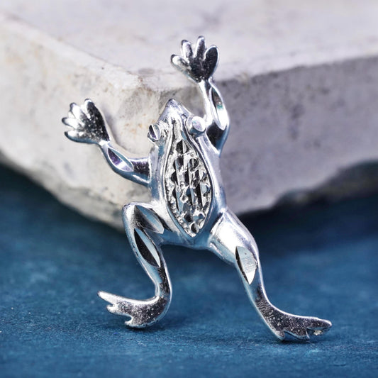 Vintage Sterling silver handmade pendant, 925 frog charm