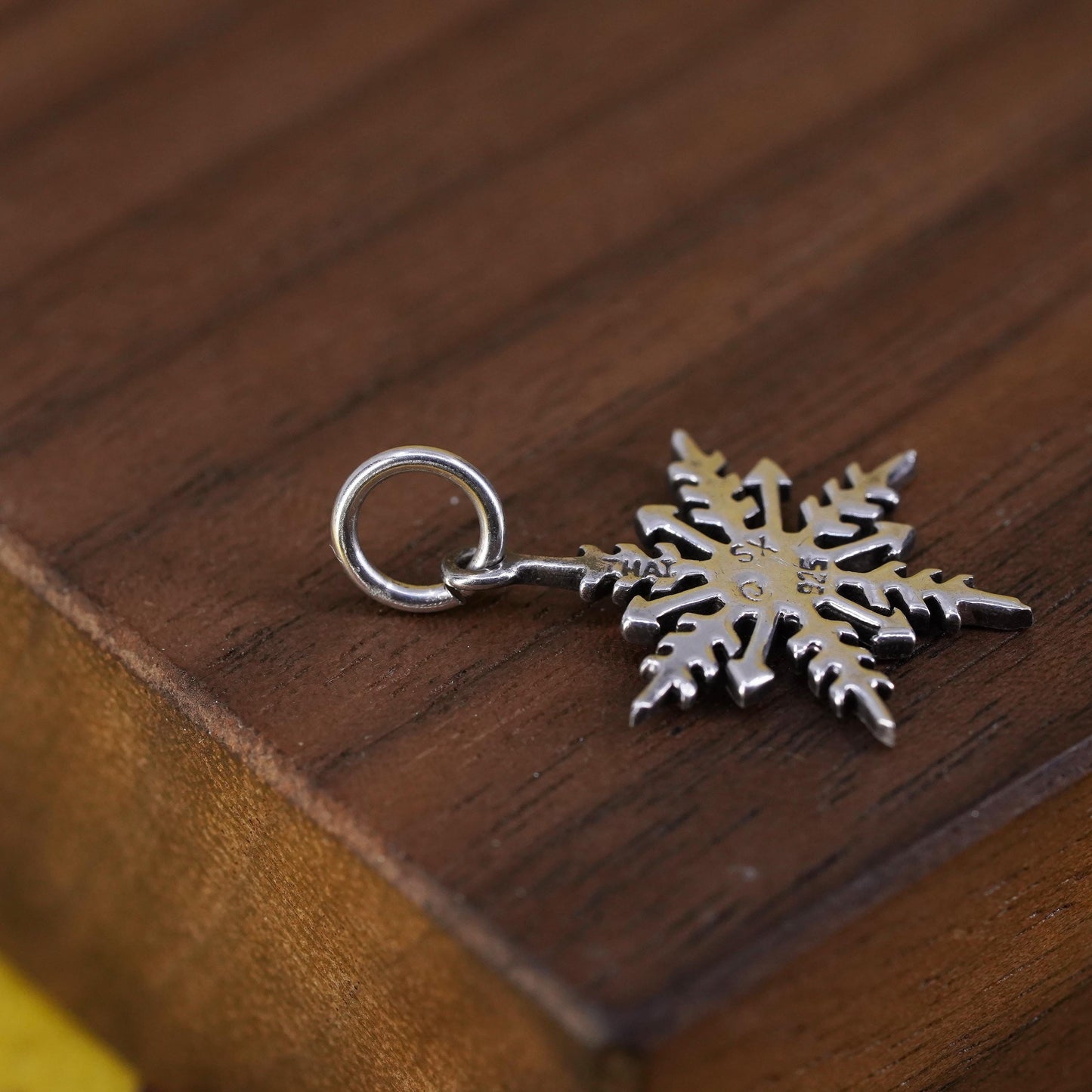 Vintage sterling 925 silver handmade snowflake charm pendant