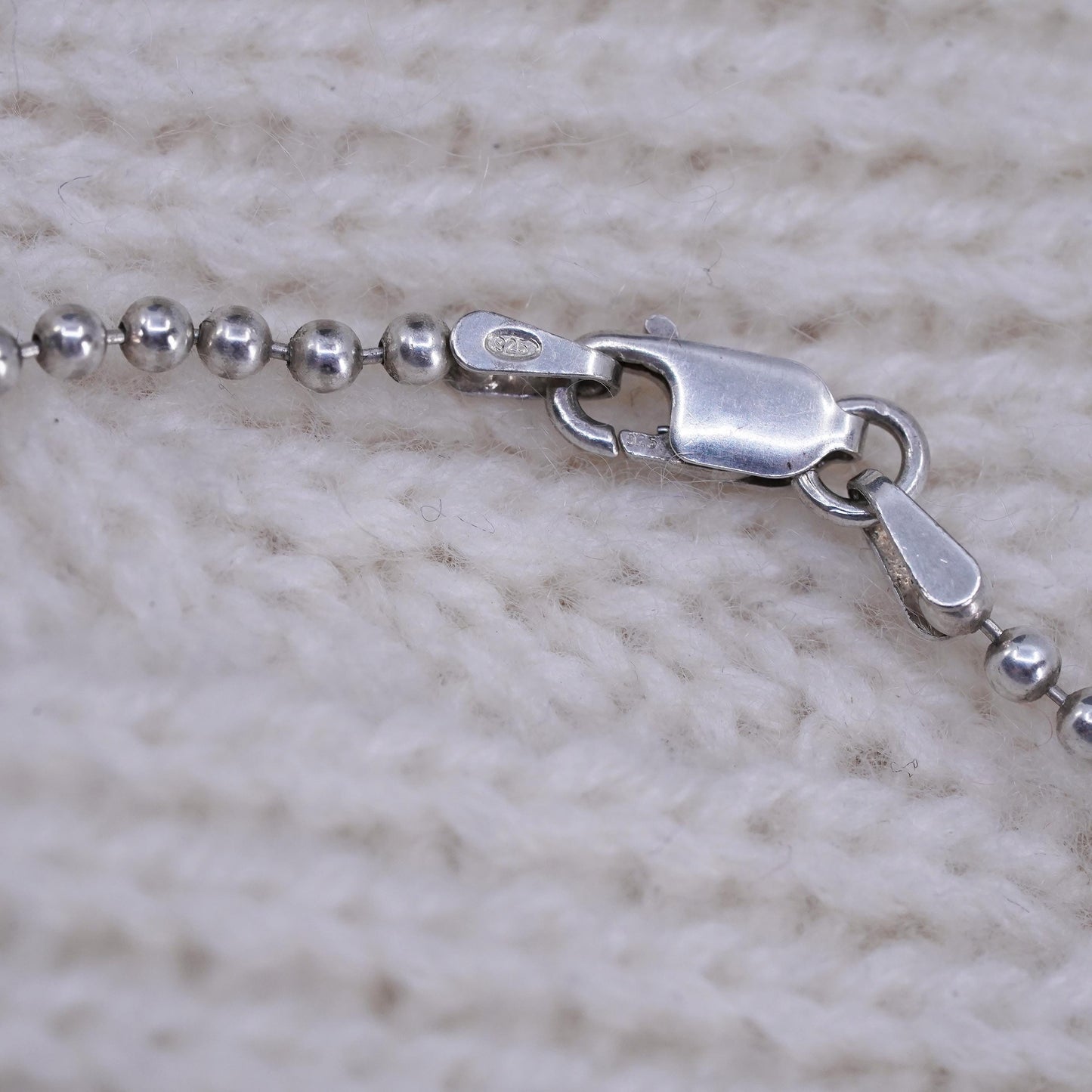 16" 1.6mm, Vintage sterling silver beads chain, 925 necklace