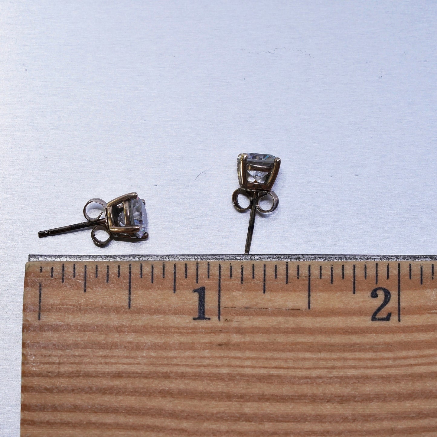 6mm Vintage rose gold Sterling 925 silver earrings, studs with round Cz inlay