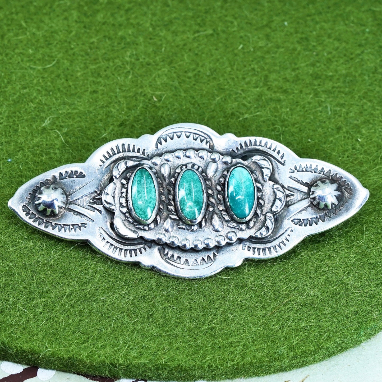 Native American Navajo sterling silver 925 handmade brooch with turquoise