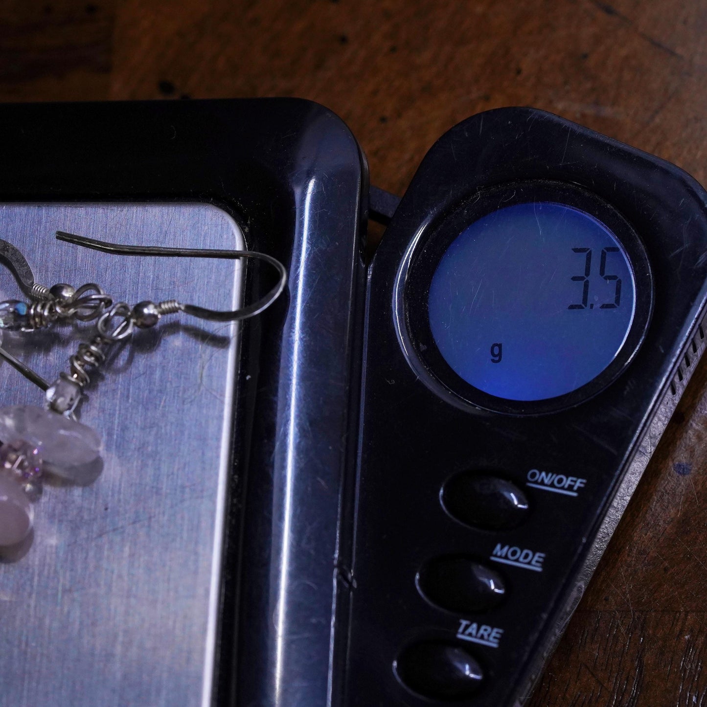 Vintage Sterling 925 silver handmade wired earrings with pink quartz