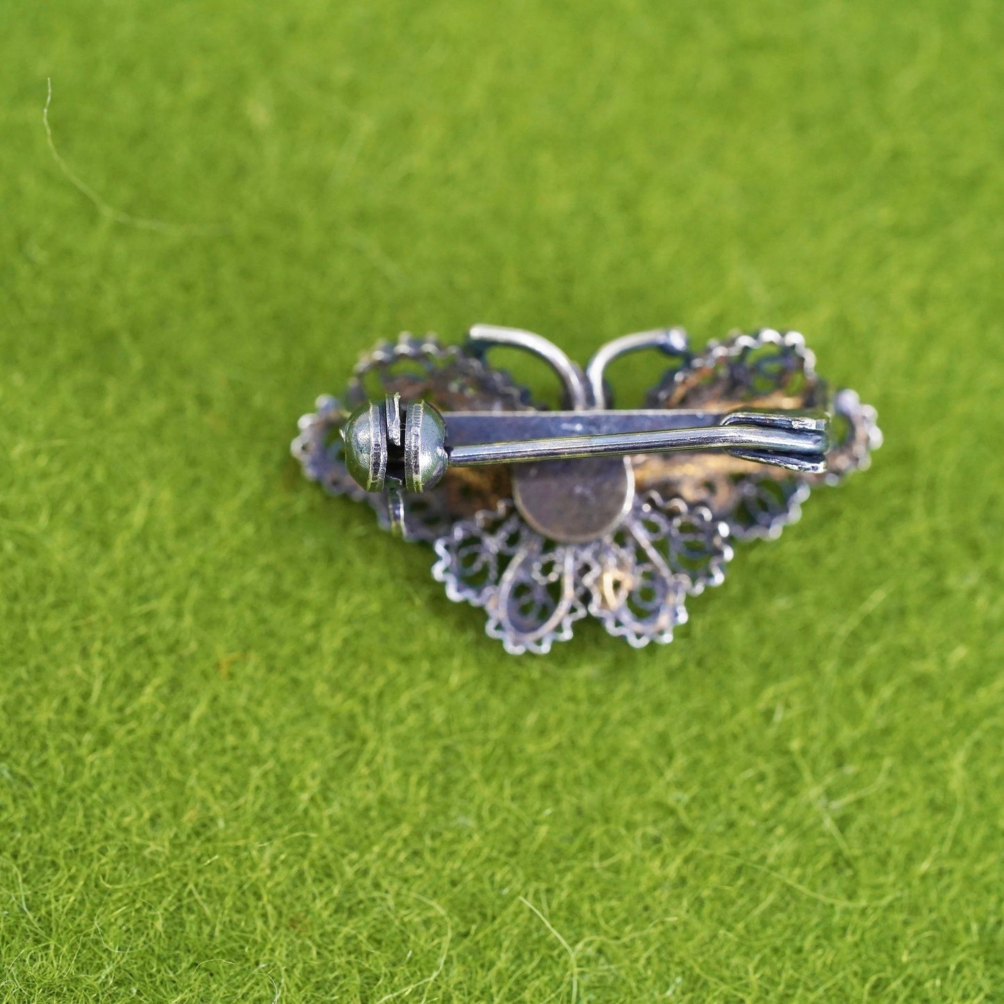 Germany Sterling silver handmade brooch, 800 filigree butterfly pin