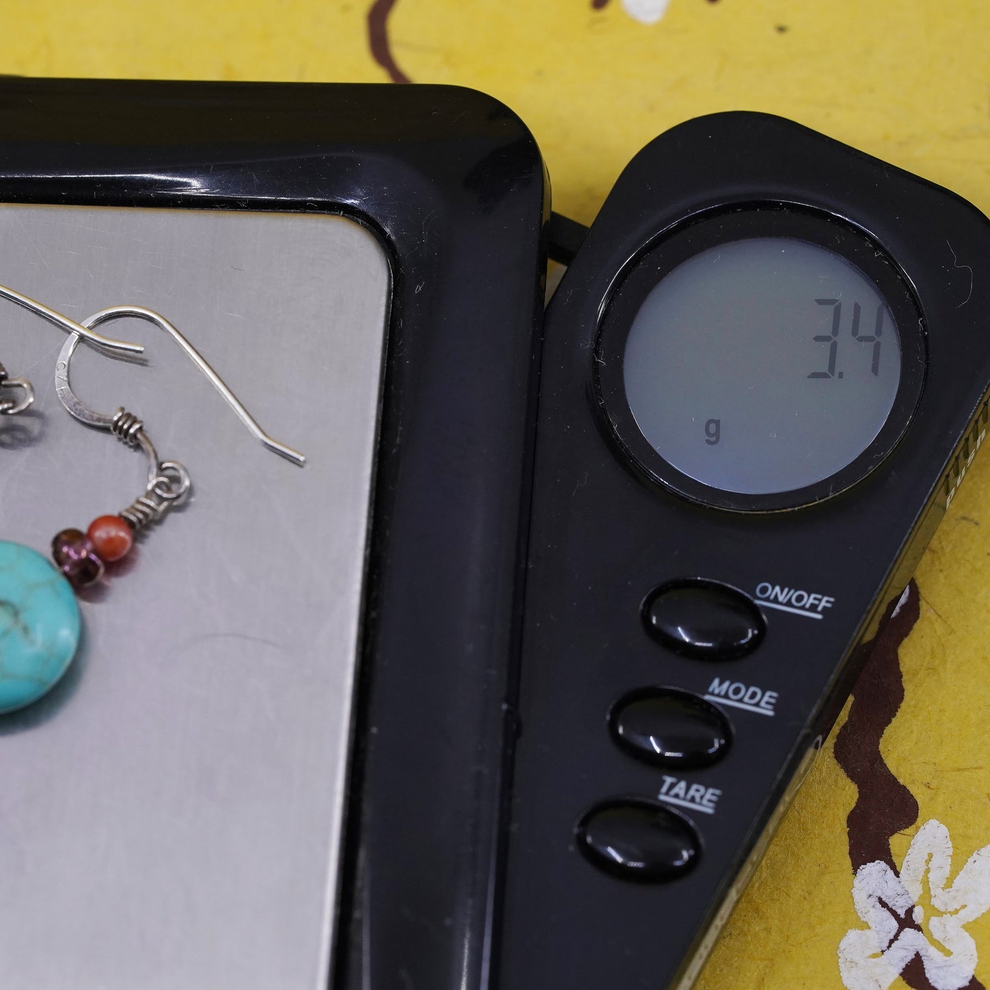 Vintage Sterling 925 silver handmade earrings with turquoise bead