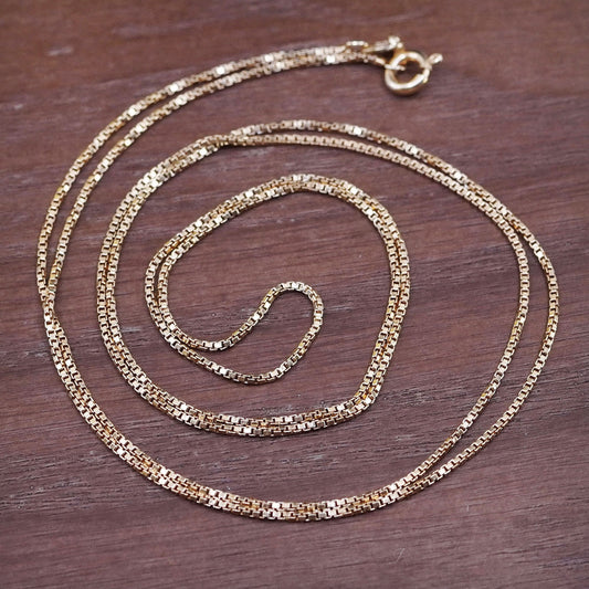 30”, vintage vermeil gold Over Sterling silver box chain, Italy 925 necklace