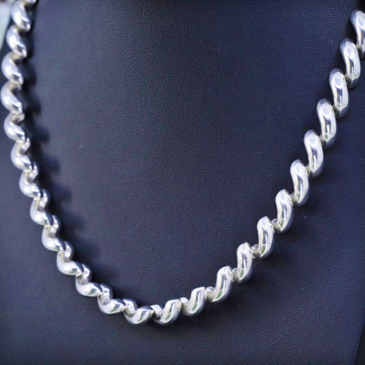 18", 10mm, Vintage Italian sterling silver necklace, 925 San Marco chain