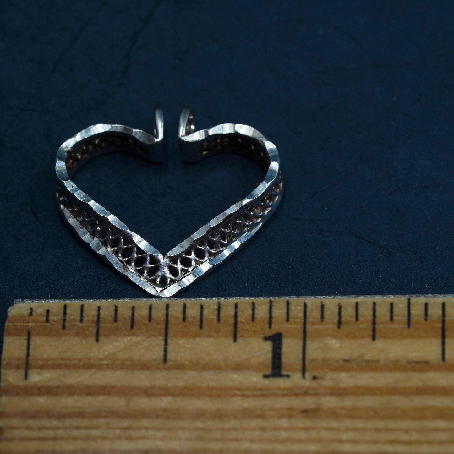 Vintage Sterling silver handmade pendant, 925 silver filigree heart pendant