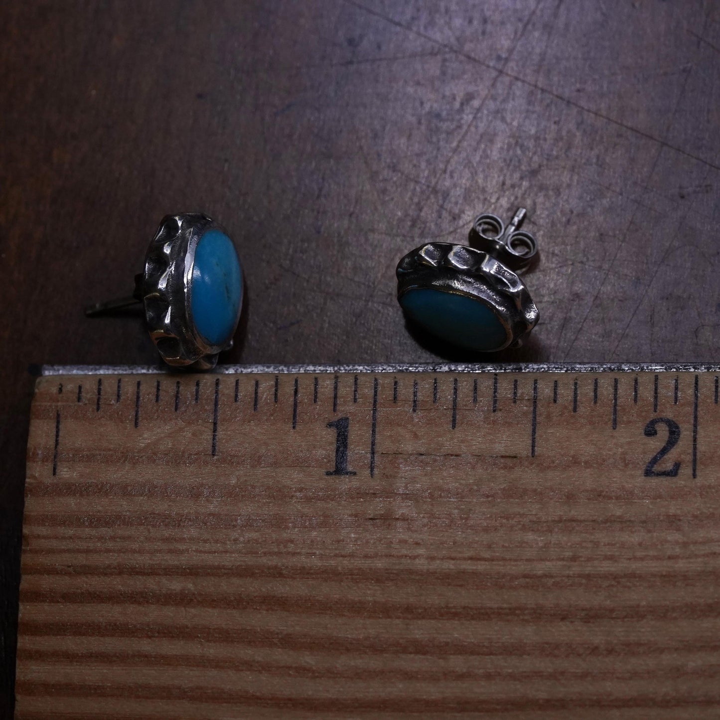 Southwestern sterling silver handmade earrings, 925 oval studs turquoise