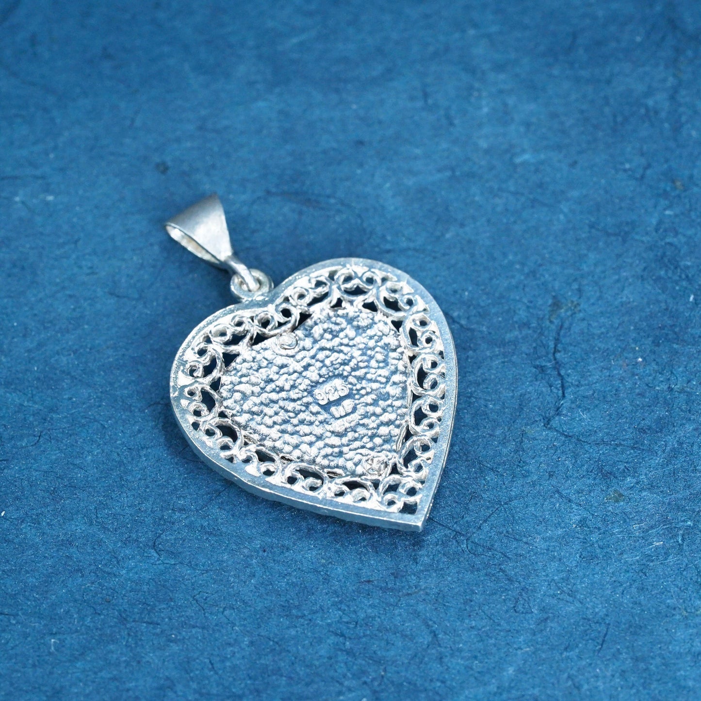 Vintage Sterling silver handmade pendant, 925 silver filigree heart