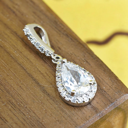 Vintage Sterling silver 925 pendant with teardrop pendant with crystal