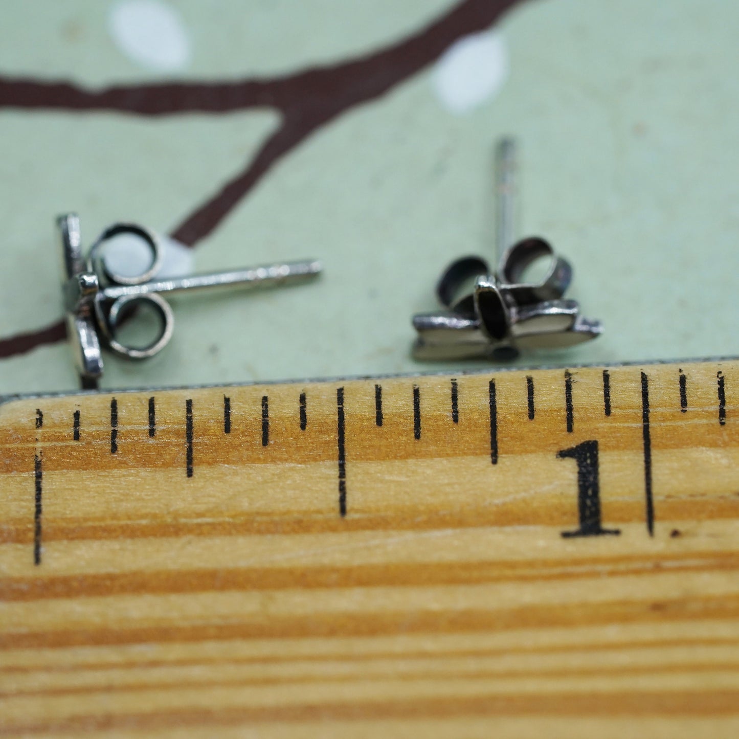 Vintage Sterling silver handmade earrings, 925 enamel dragonfly studs