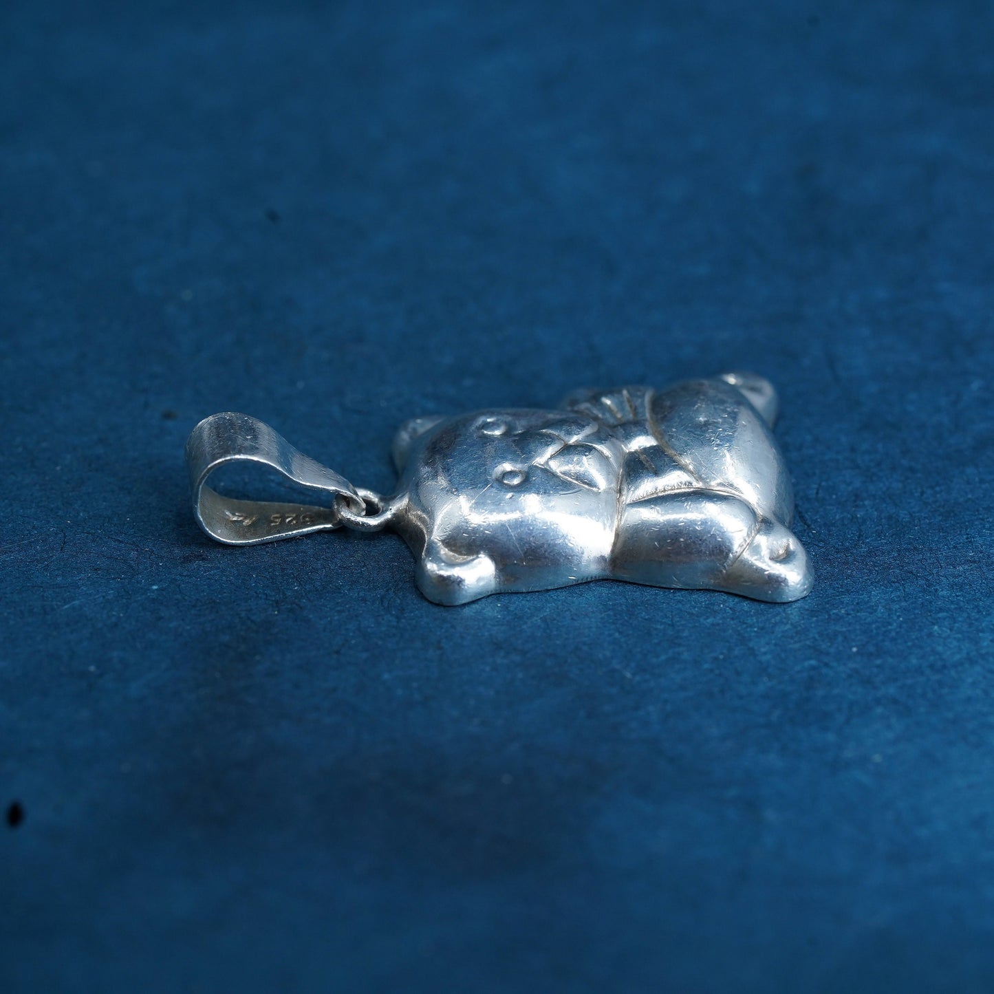 Vintage Sterling silver handmade brooch, 925 teddy bear pendant
