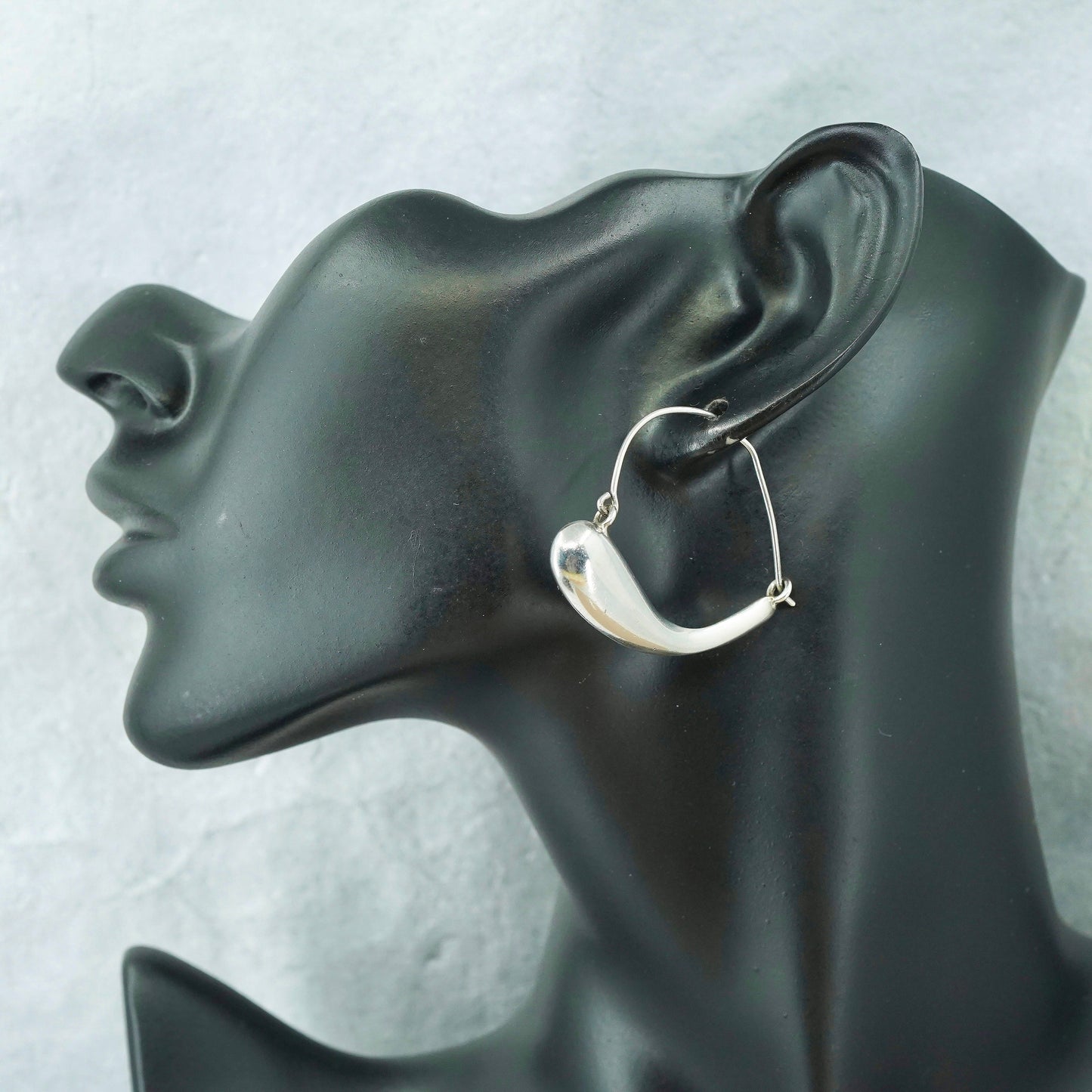 1.75”, vintage Sterling silver handmade earrings, 925 hoops