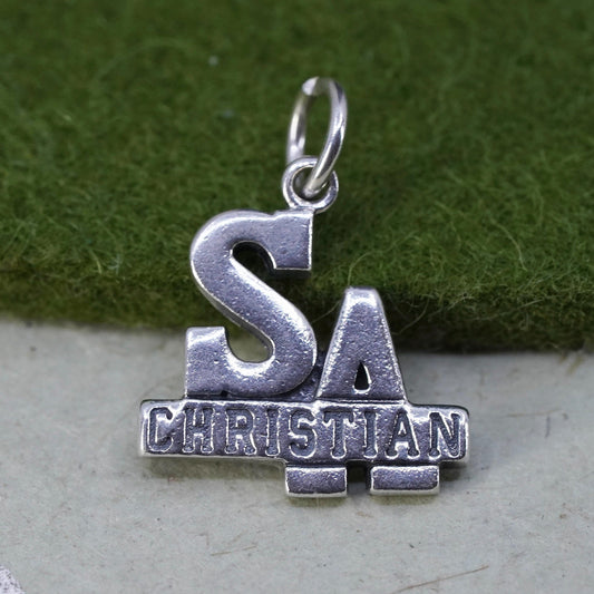 Vintage sterling silver 925 SA Christian charm pendant