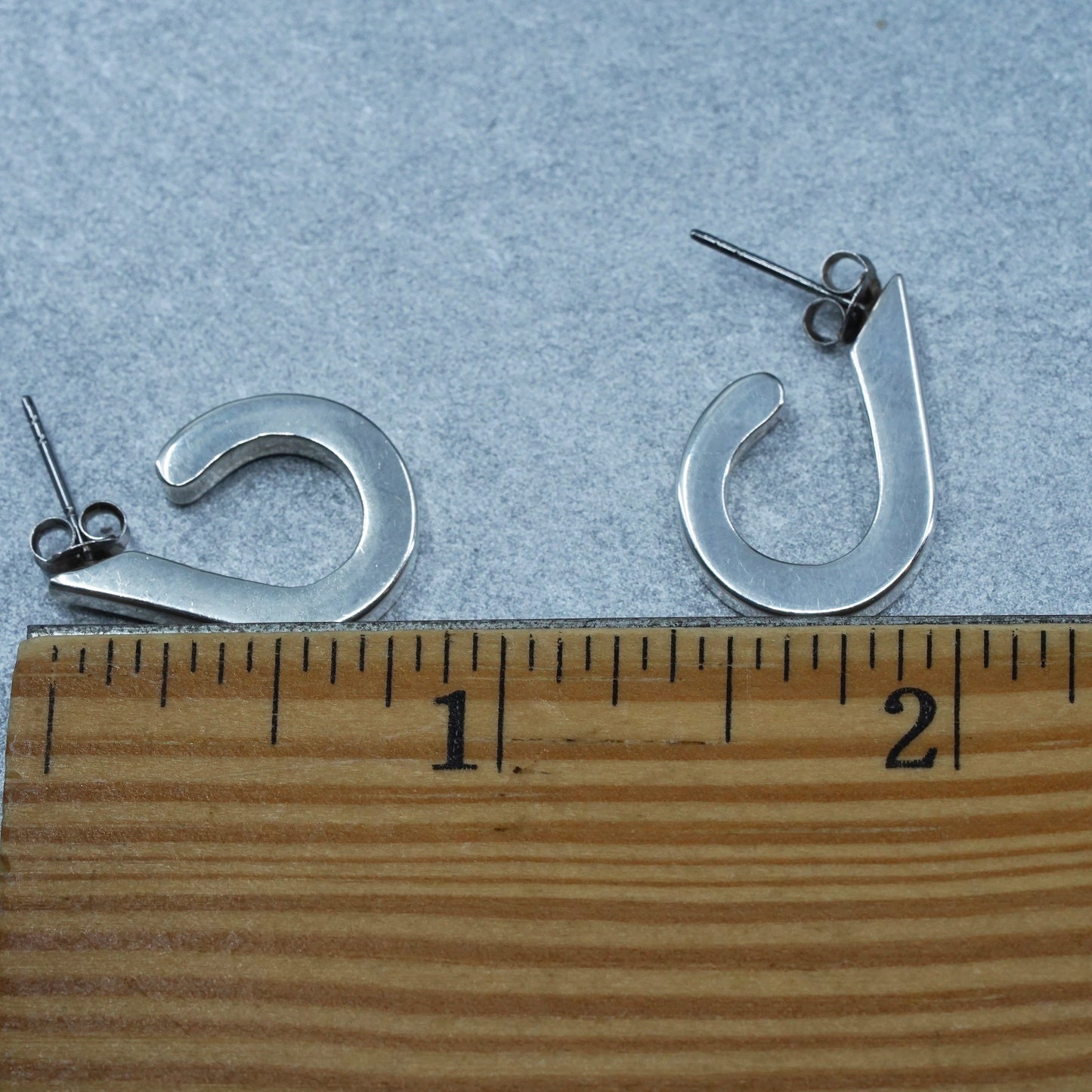 vintage Sterling silver handmade earrings, modern 925 huggie studs