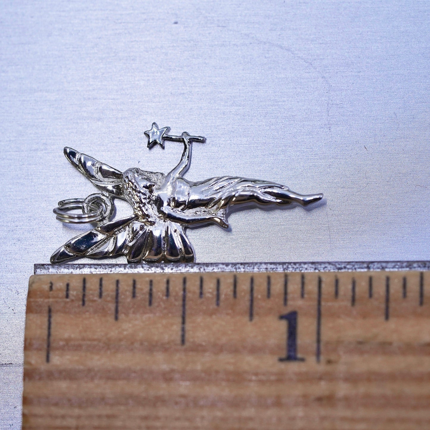 Vintage sterling silver handmade pendant, 925 fairy charm