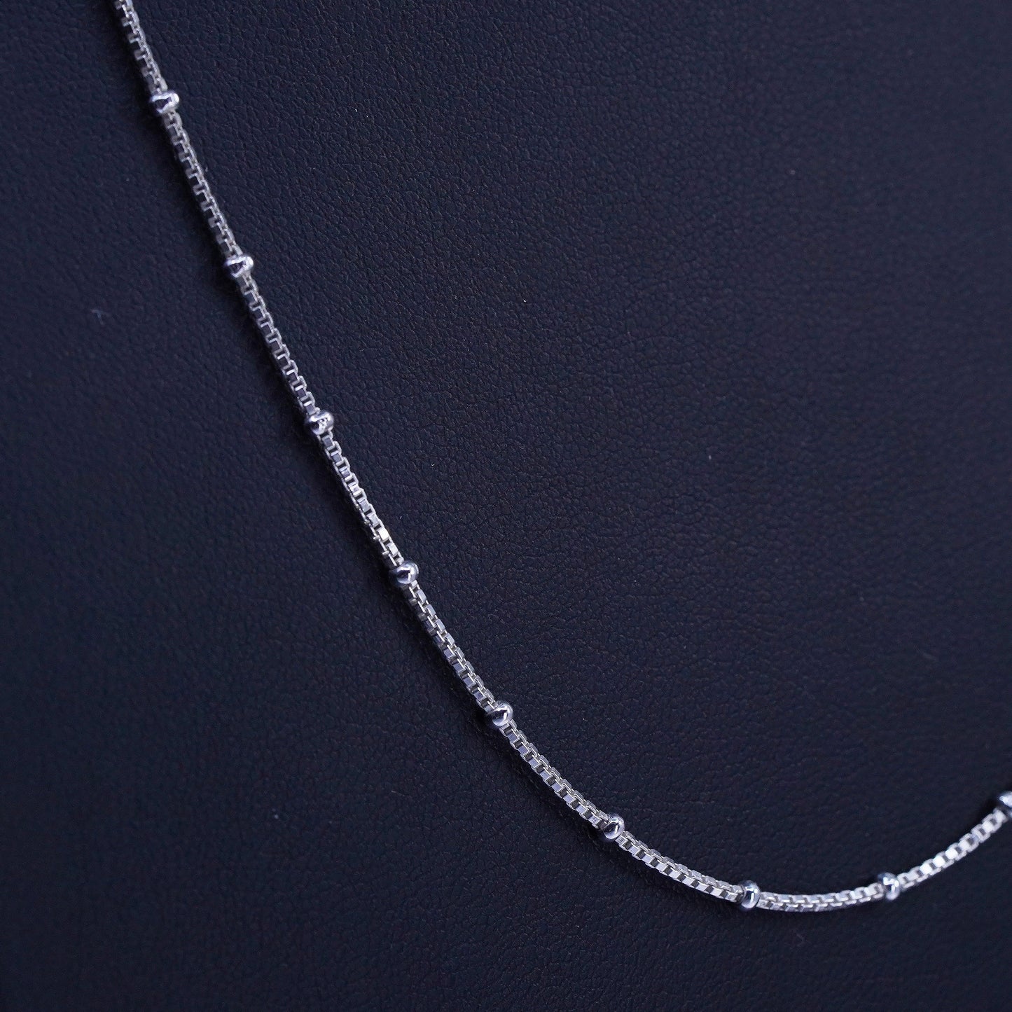 20” 1mm, vintage Sterling 925 silver box chain necklace with beads