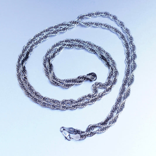 38”, vintage Milor Sterling 925 silver handmade Singapore rope chain necklace