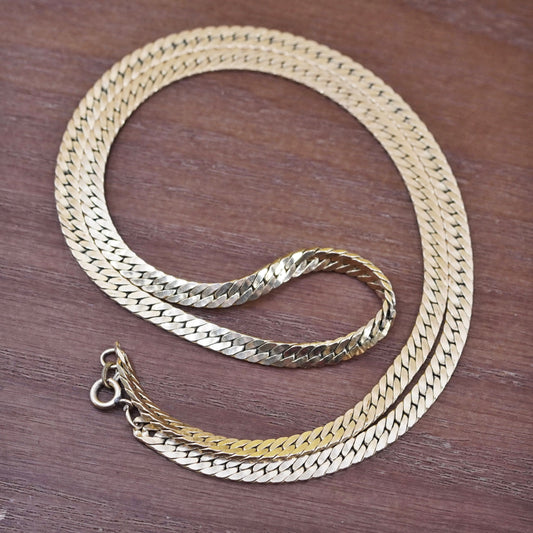 20” 5mm, vintage Baroness 14K GF bold curb necklace, 925 chain