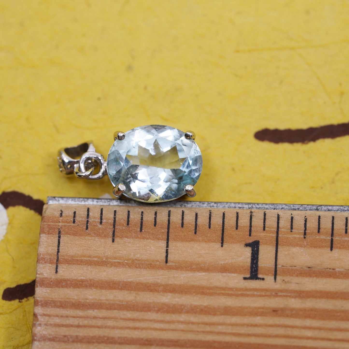 Vintage Sterling silver 925 pendant with blue topaz and diamond