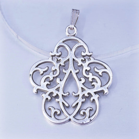 Vintage Sterling silver handmade charm, 925 filigree pendant