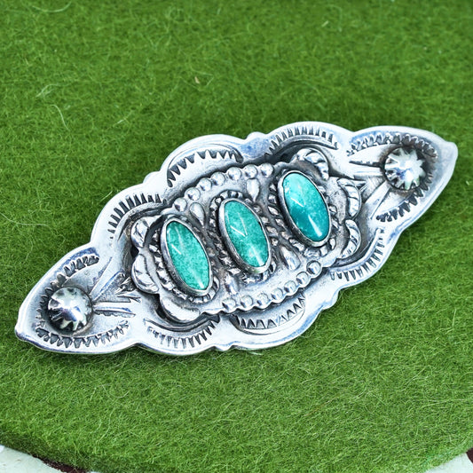 Native American Navajo sterling silver 925 handmade brooch with turquoise