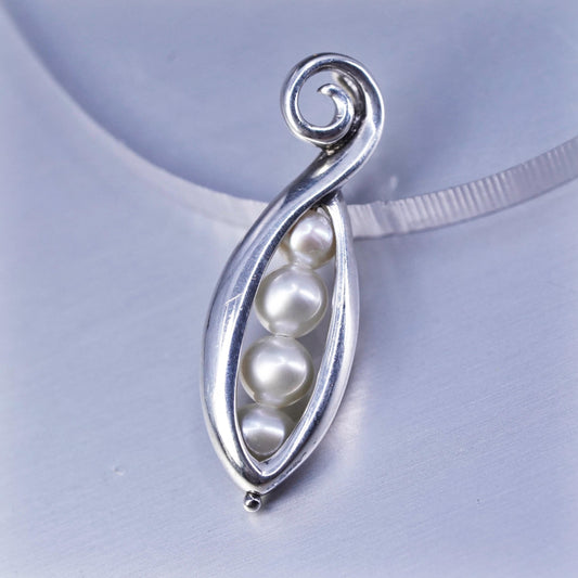 Ronna Lugosch Sterling Silver 925 "Peas in a Pod" Cultured Pearl pendant