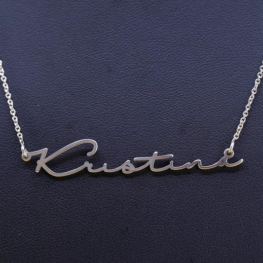 16" 1mm, vintage Sterling silver necklace, 925 circle chain w/ name “Kristina”