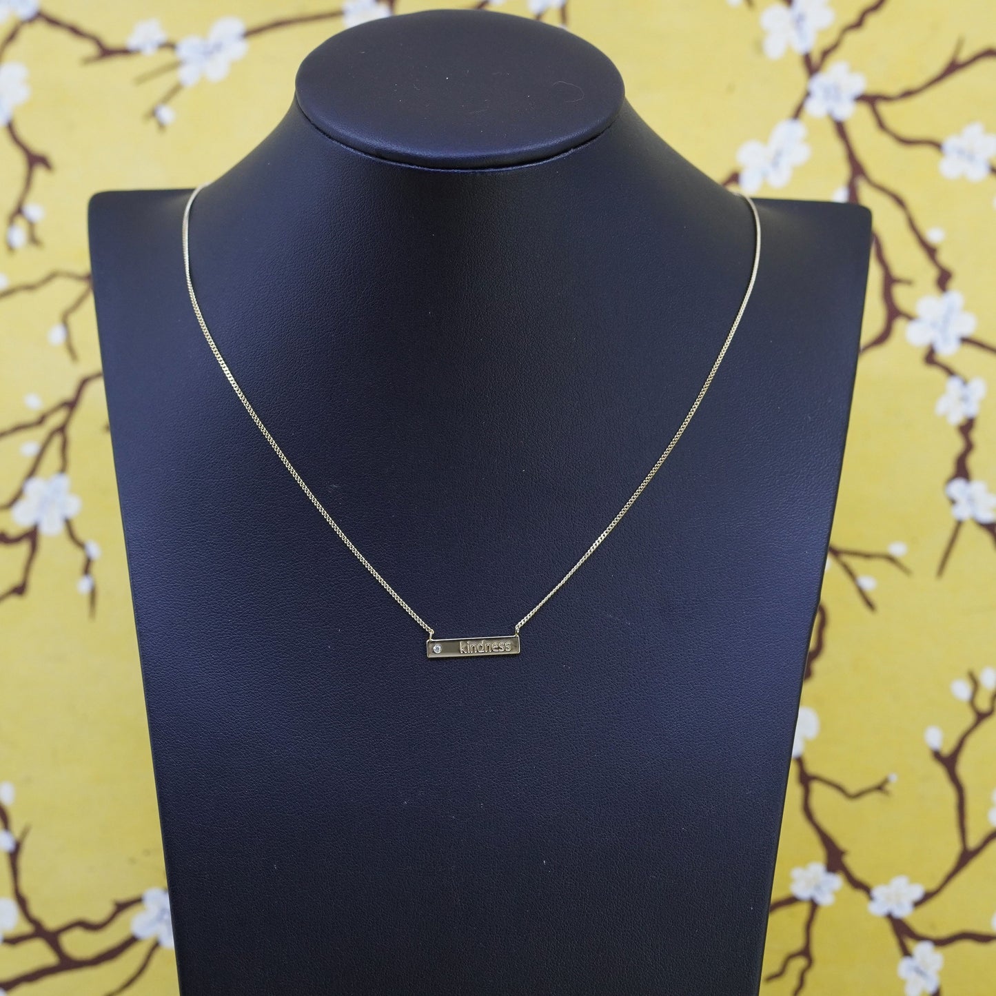 16+2”, vermeil yellow gold sterling silver necklace, 925 curb chain “kindness”