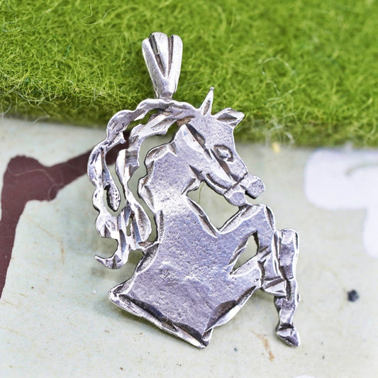 Vintage sterling 925 silver handmade unicorn pendant