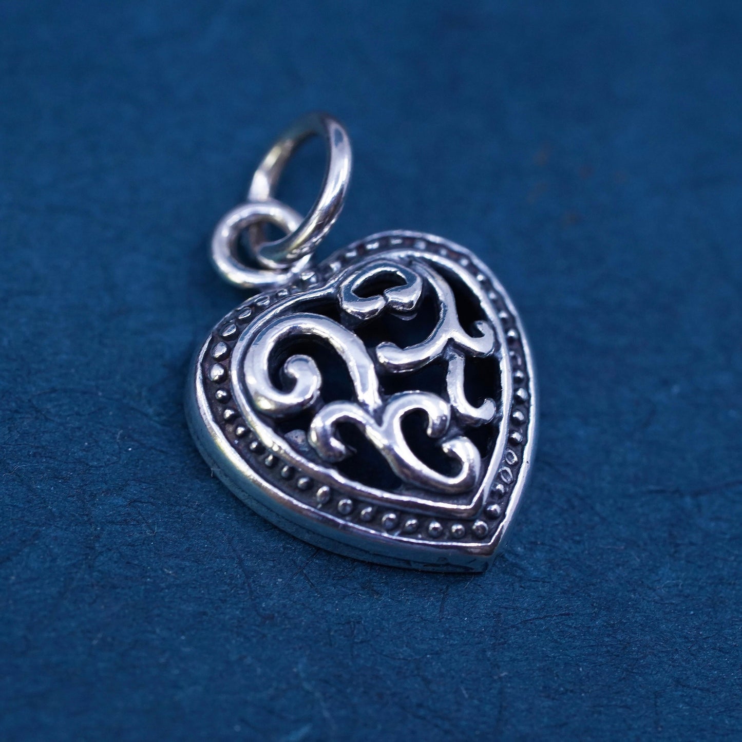 Vintage Sterling silver handmade pendant, 925 filigree heart