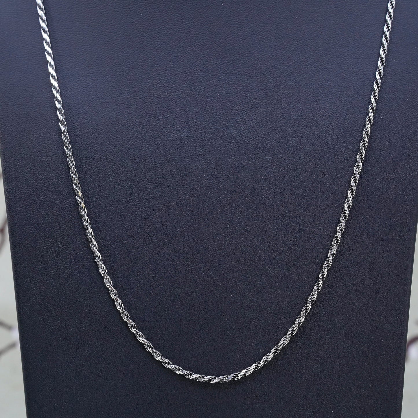 24", 3mm, vintage Sterling silver necklace, 925 rope chain