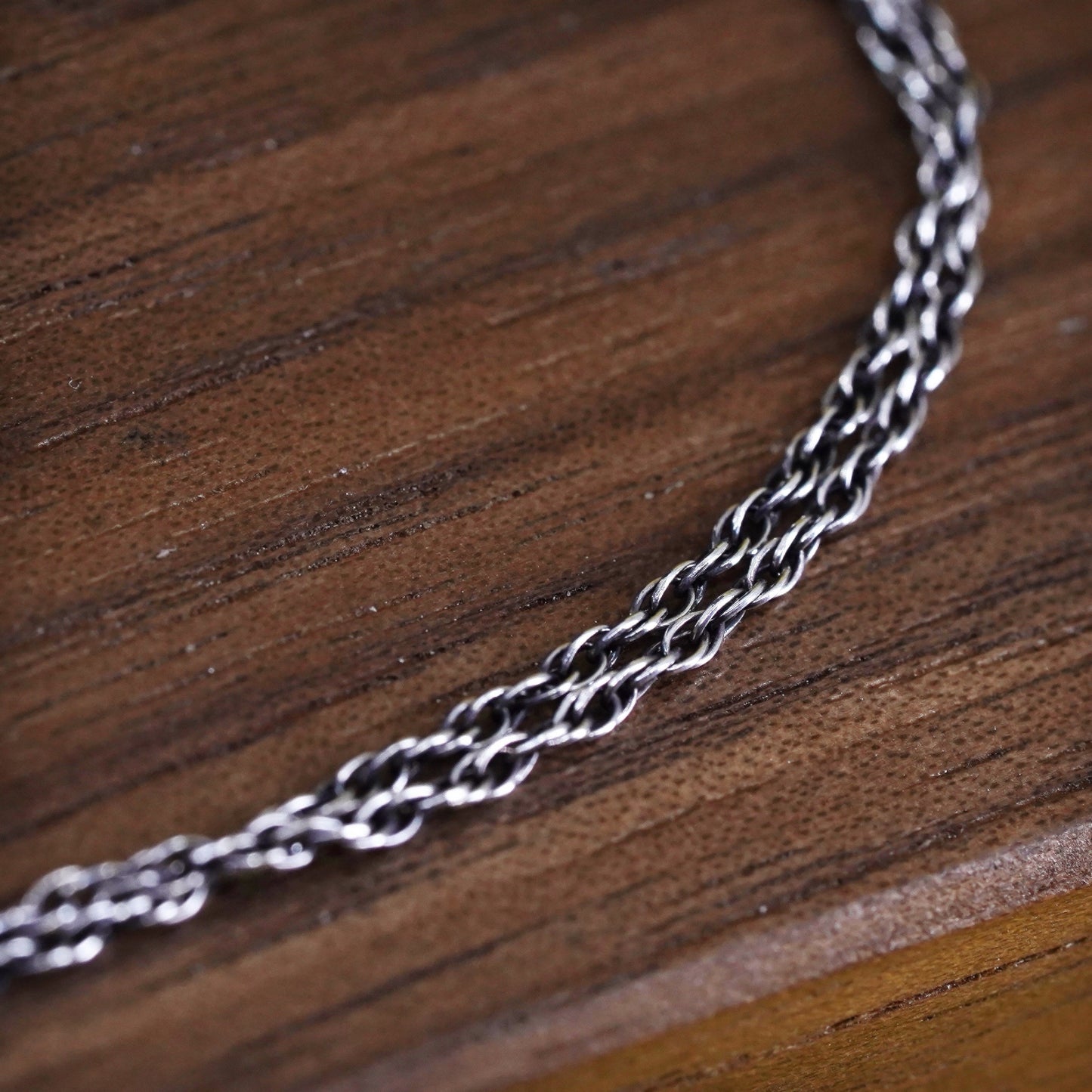 20" 1.6mm, vintage Sterling silver necklace, 925 Singapore rope chain