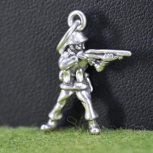 Vintage sterling silver handmade pendant, 925 soldier figure charm