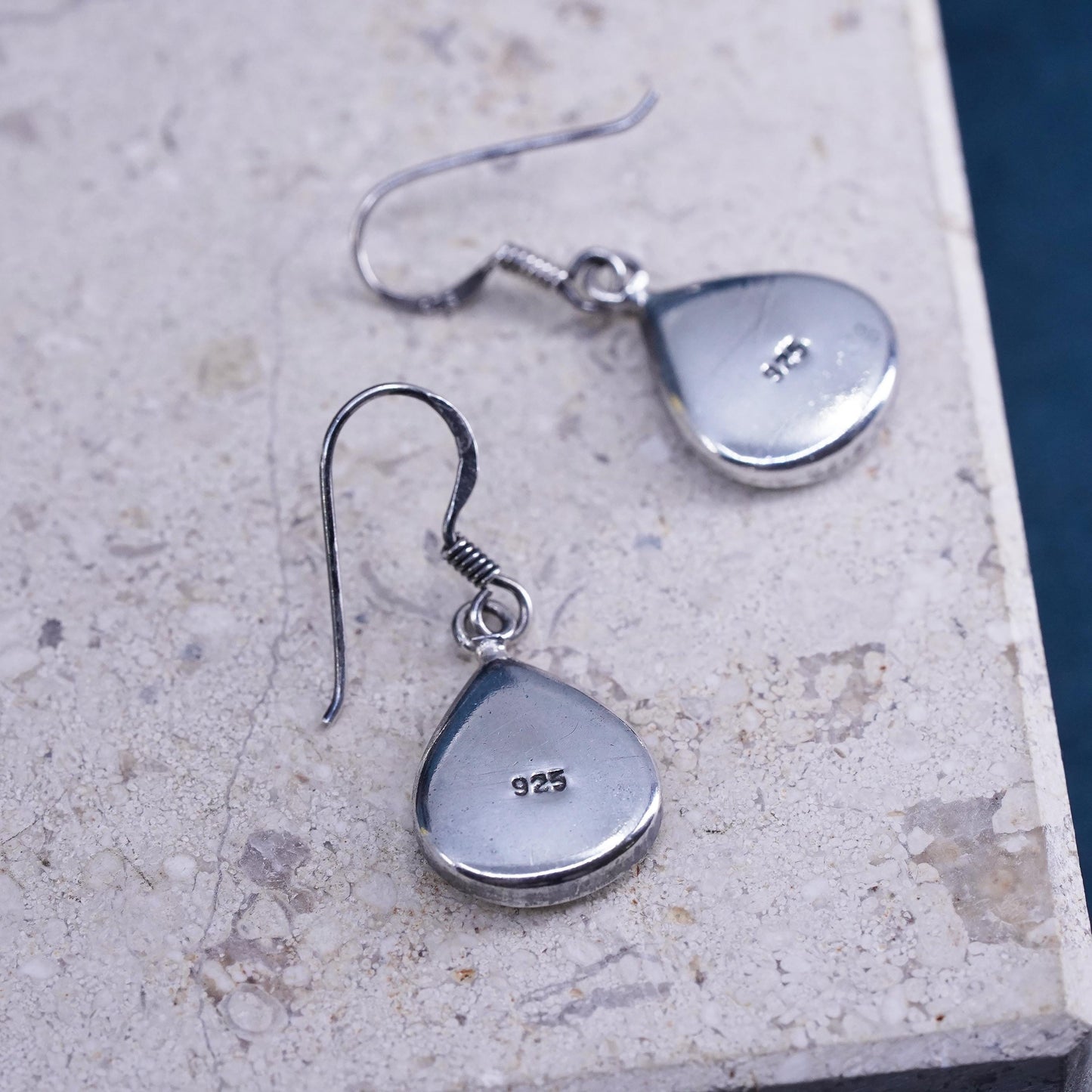 Sterling Silver 925 Shiva eye teardrop earrings | Mexican Jewelry, fossil shell