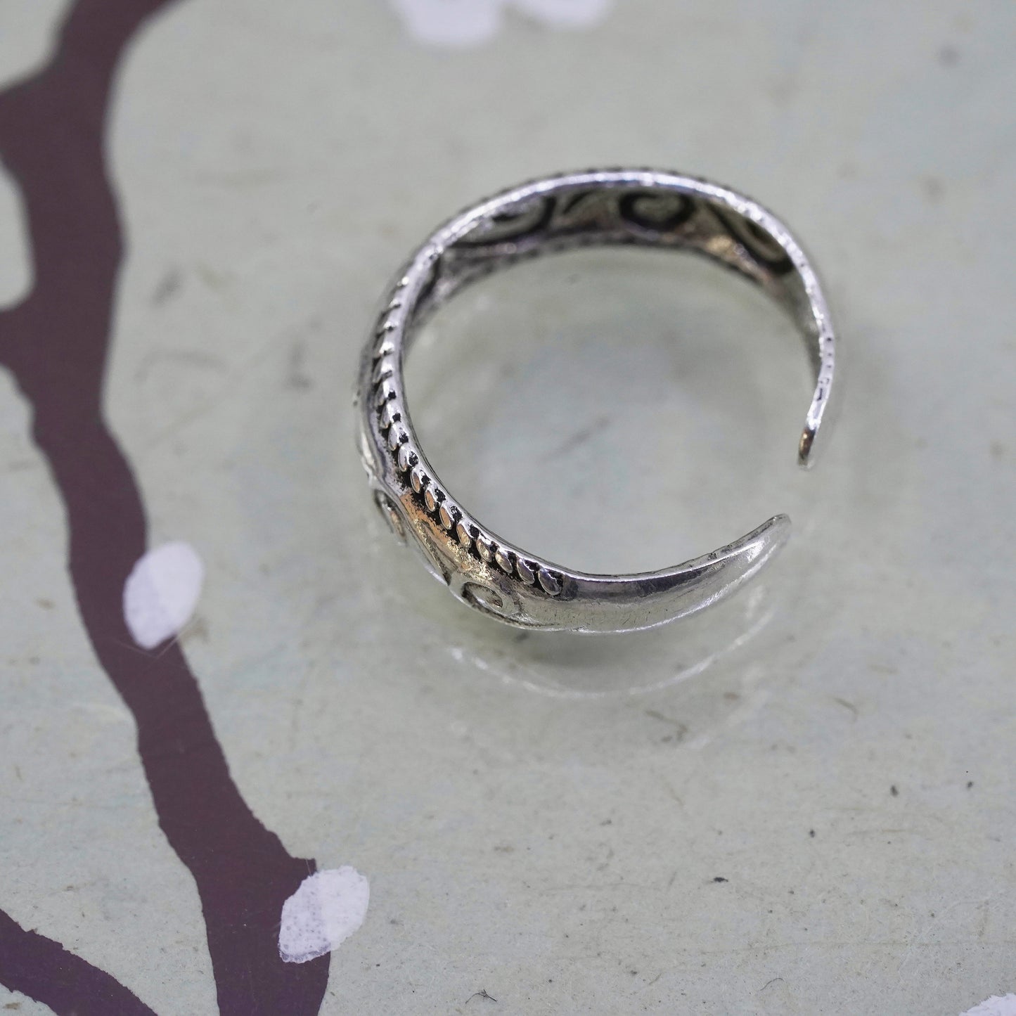 Size 3.25, vintage Sterling silver handmade ring, 925 wavy band
